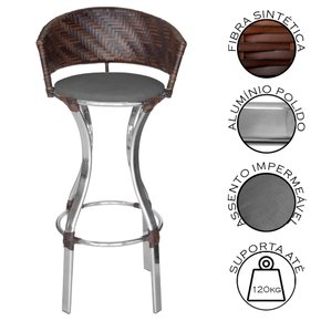 banqueta conforto pedra ferro cinza