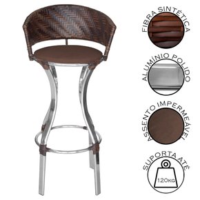 banqueta conforto pedra ferro marrom