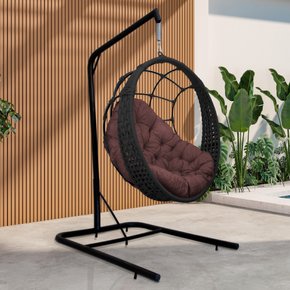 bal ninho gota com suporte ambientada corda preta marrom